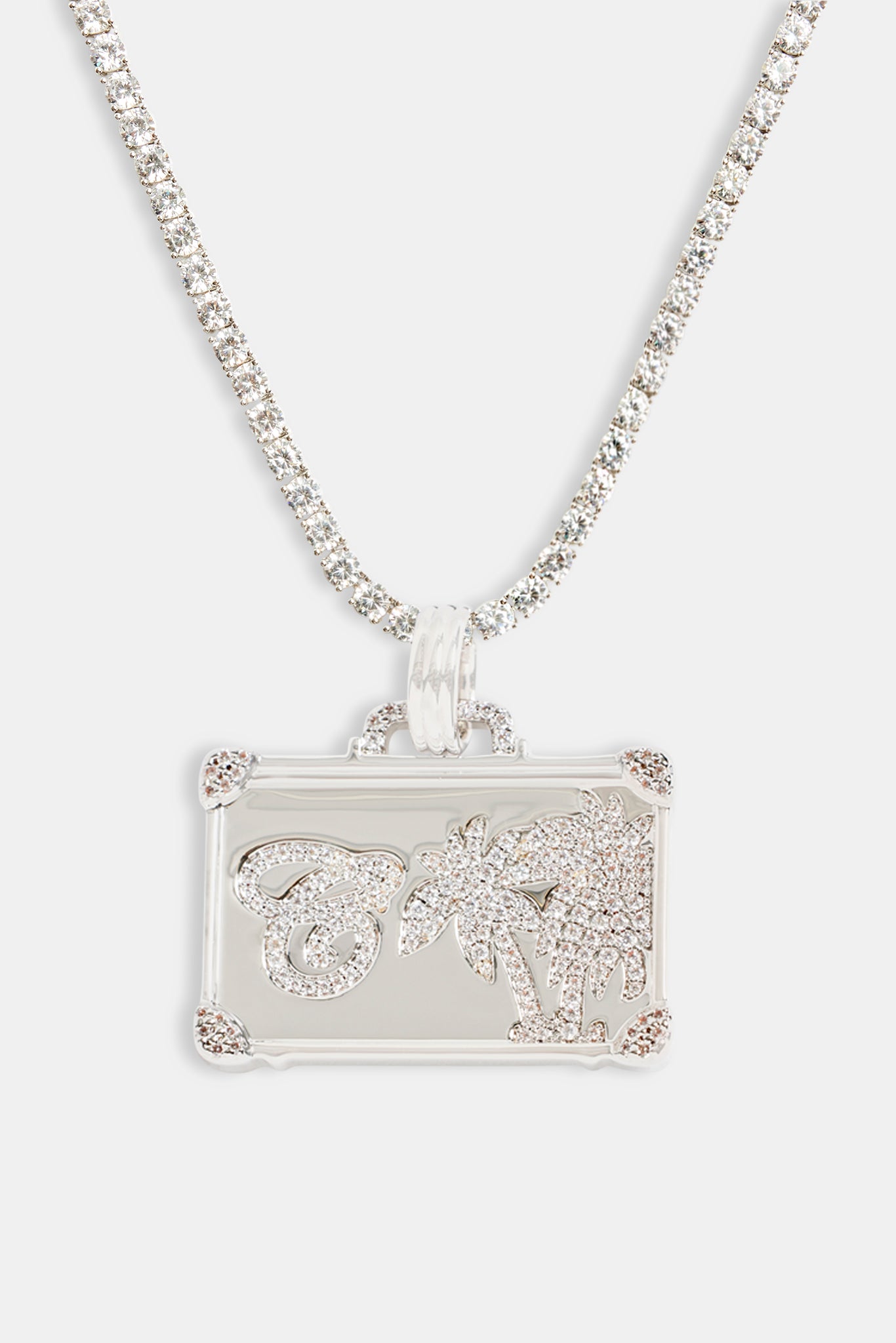 20 mm Iced CZ Palm Tree Kofferanhänger