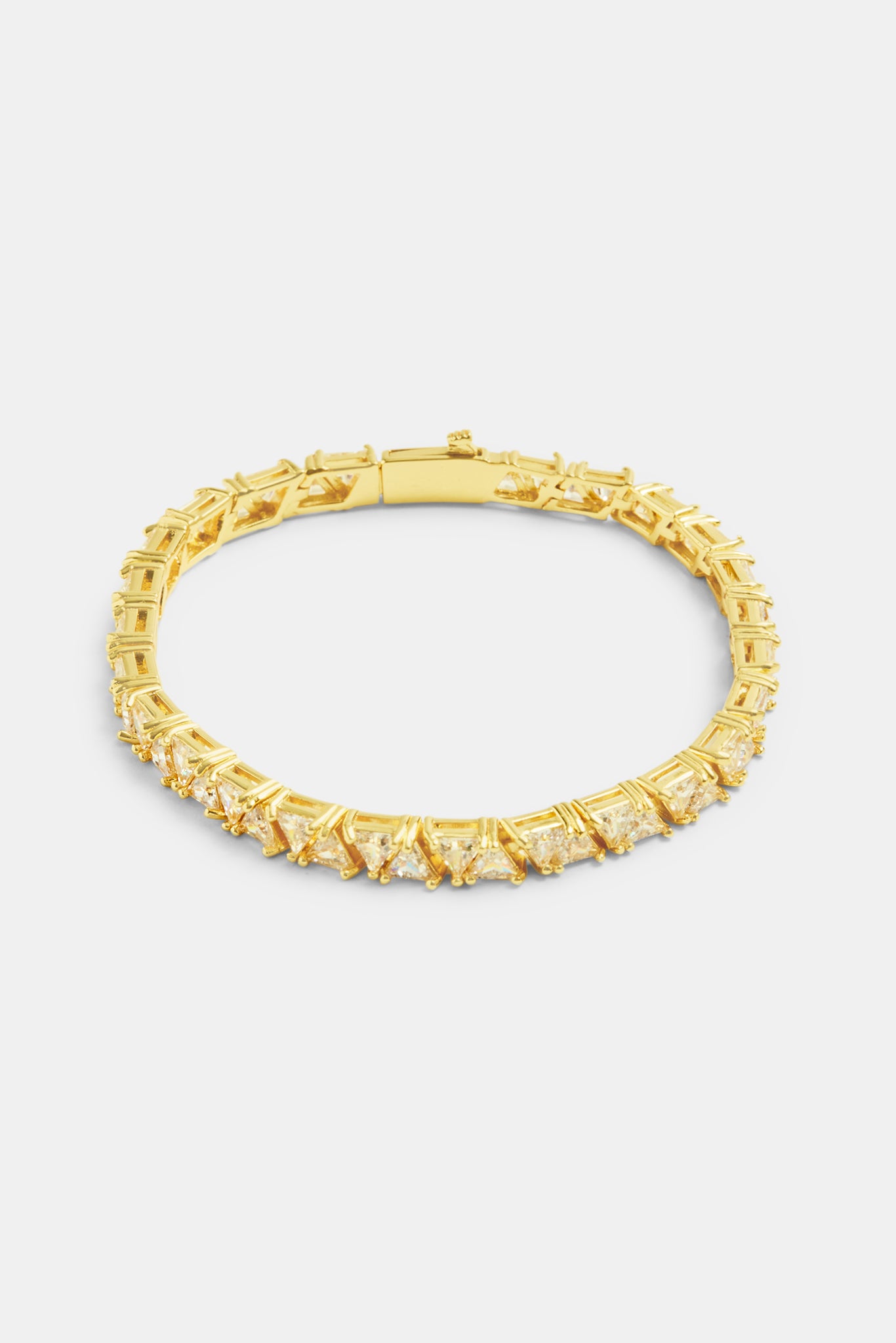 5mm Gold Plated Iced CZ Triangle Cut Tennis Bracelet