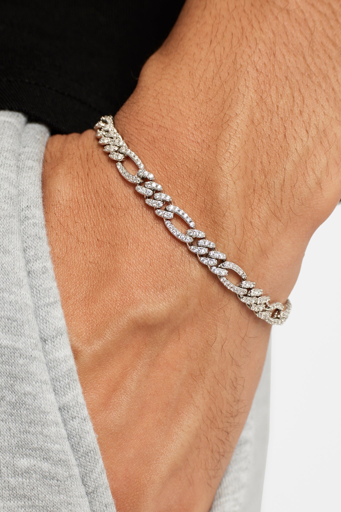 6 mm Iced CZ Figaro-Armband