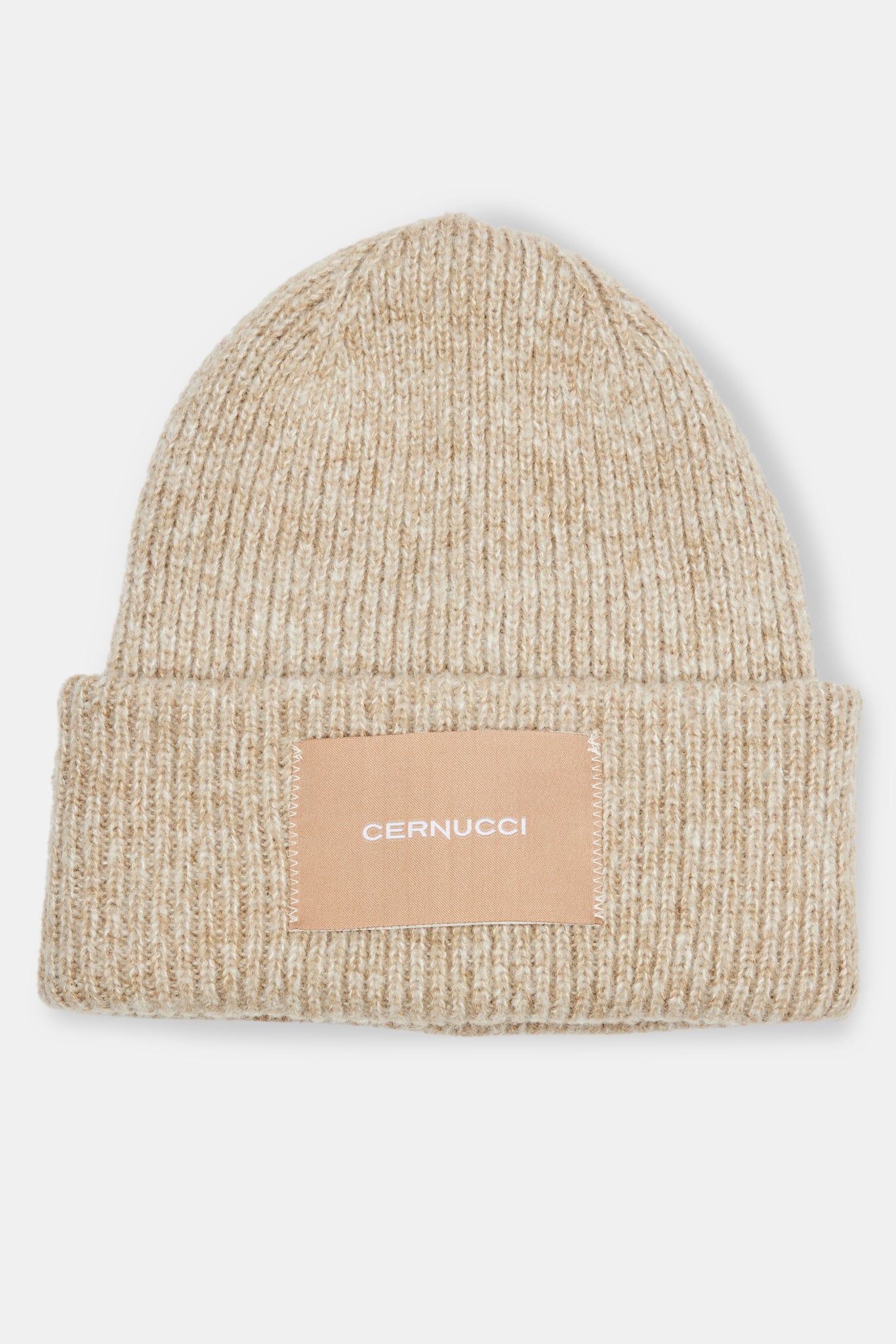 Cernucci Woven Label Beanie - Beige | Womens Accessories | Shop