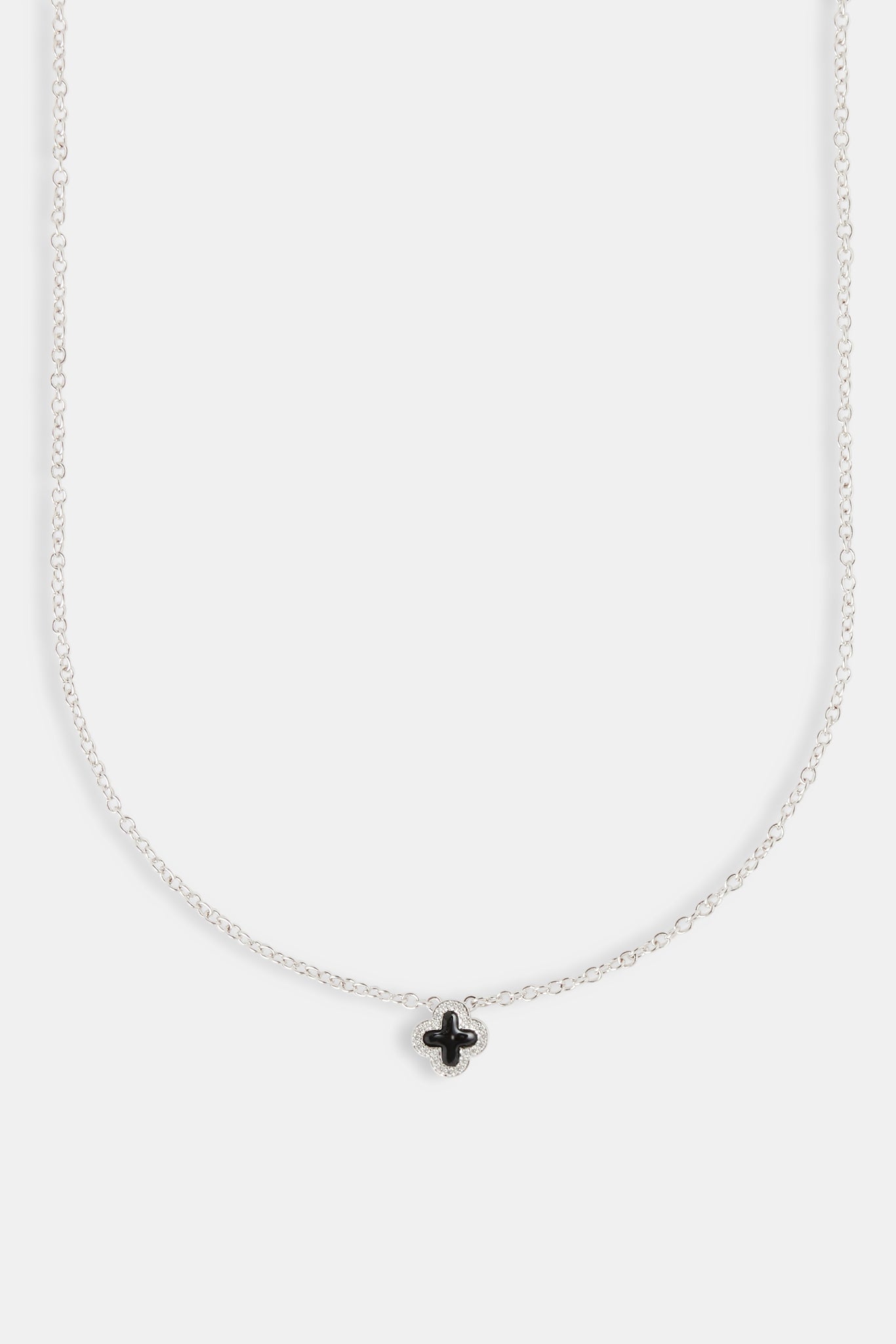 Black Enamel Motif Necklace - 10mm