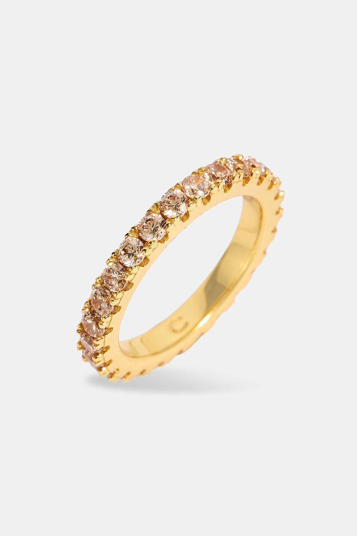 Champagne Iced Tennis Ring - 3mm - Gold