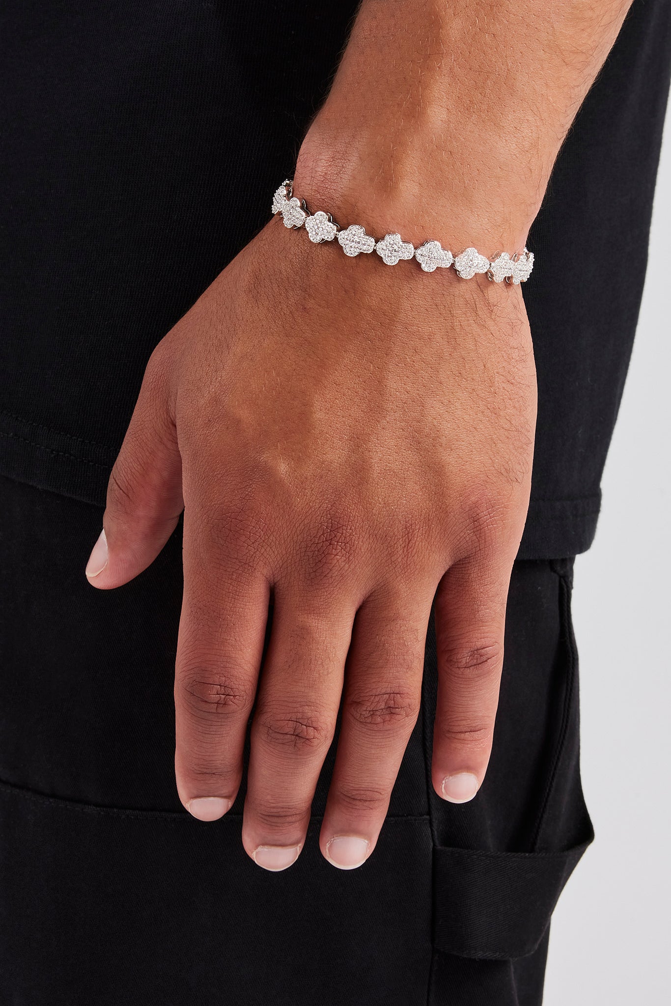 Iced Cross Bracelet - 8mm | Mens Bracelets | Shop Motif Bracelets