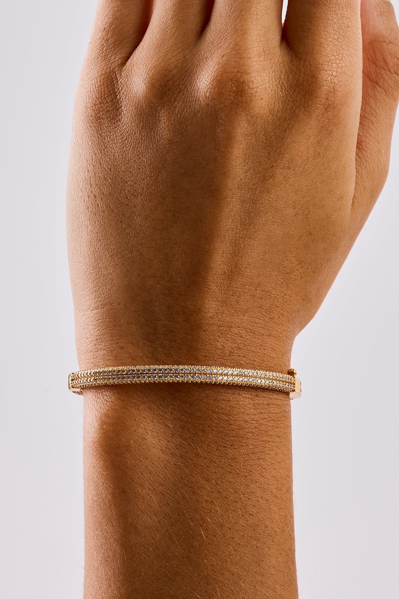 Doppelreihiges Tennisarmband mit Strassbesatz – 4 mm – Gold