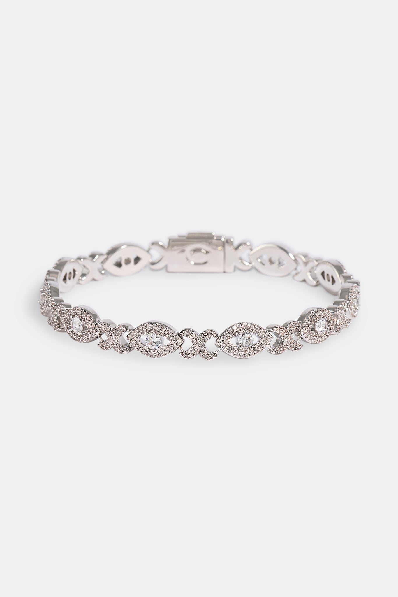 Iced Eye Infinity Link Bracelet - 8mm - White