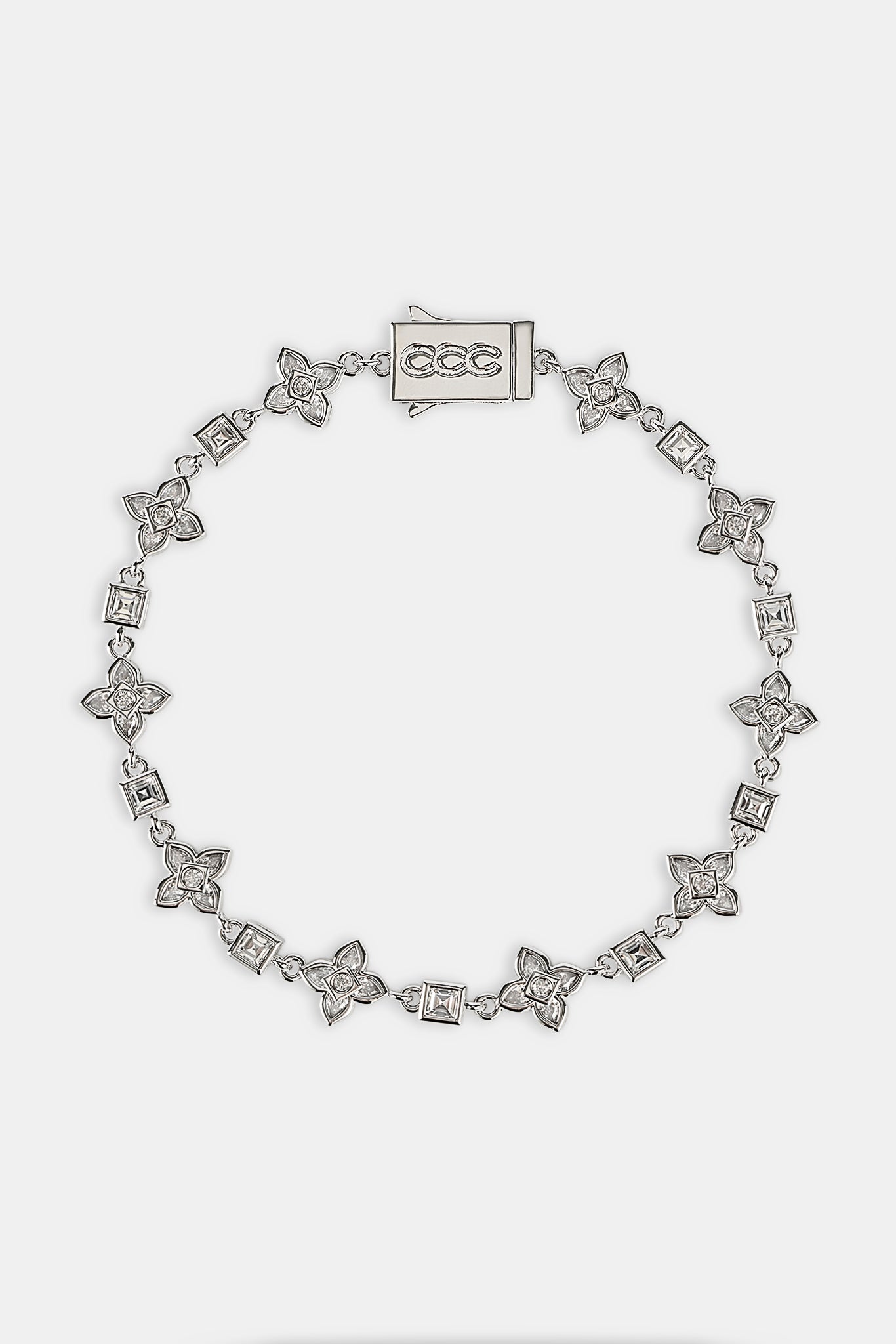 Iced Cross Motif & Square Stone Bracelet - 8mm | Mens Bracelets