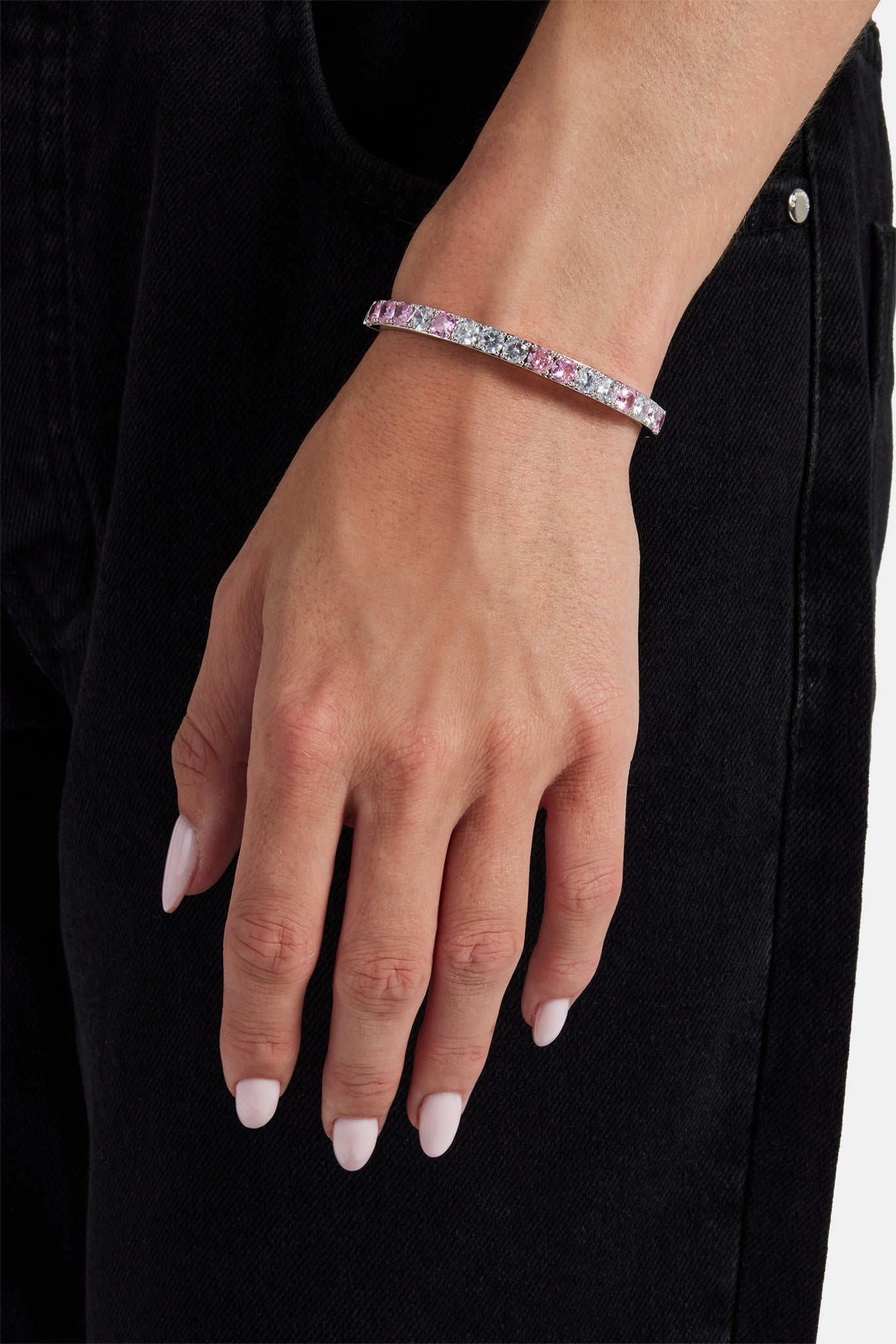Pink & White Colourblock Tennis Bangle- 5mm | Womens Bracelets