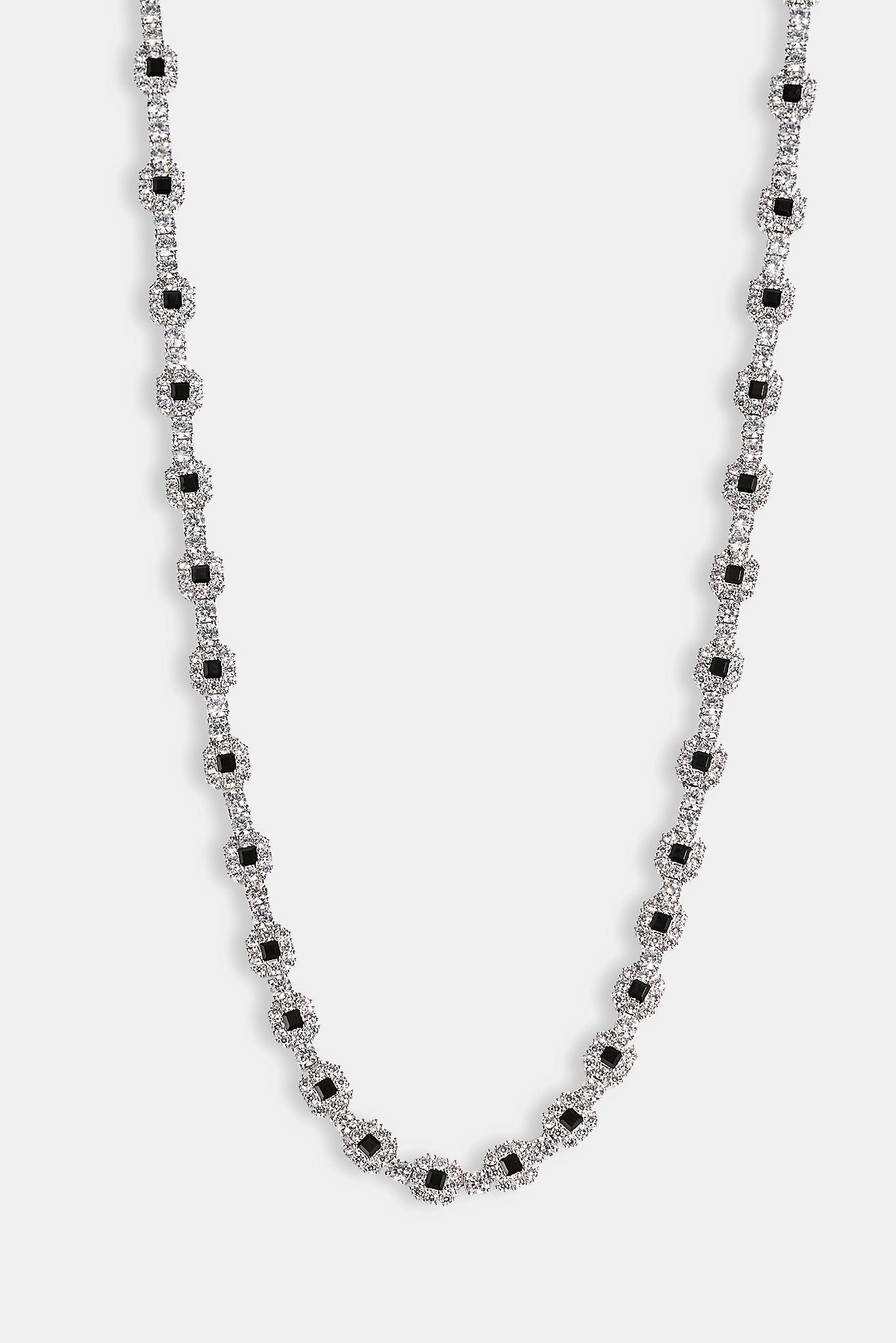 Black Square Stone Tennis Chain - 6mm - White