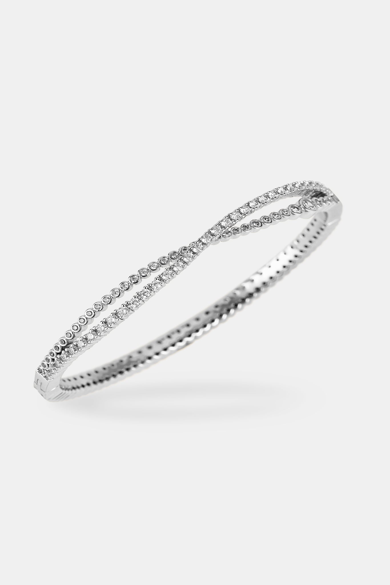 Crossover Mixed Shape Bangle - 2mm - White