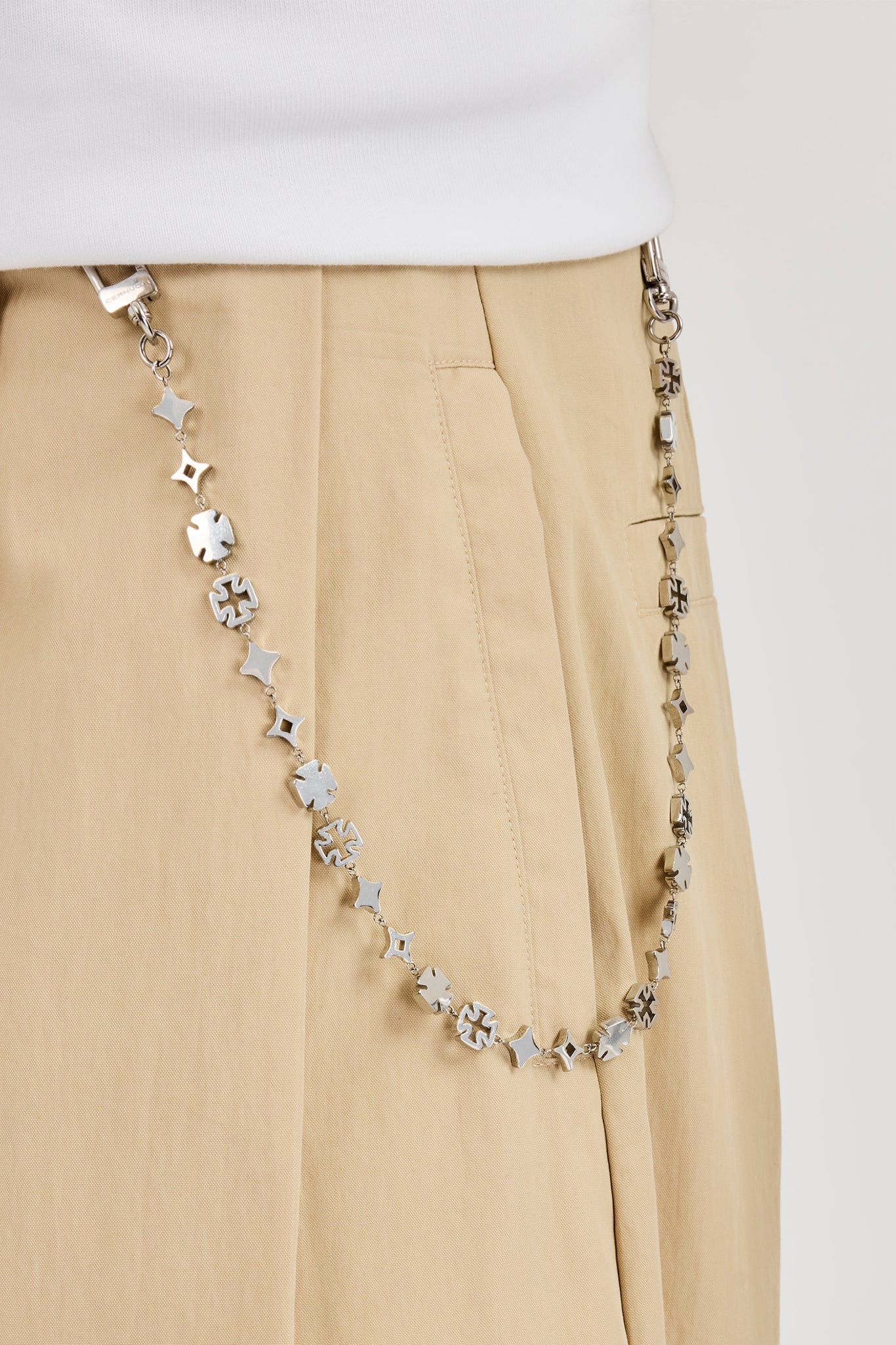 Barrel Leg Trouser & 10mm Cernucci Motif Jean Chain - Beige