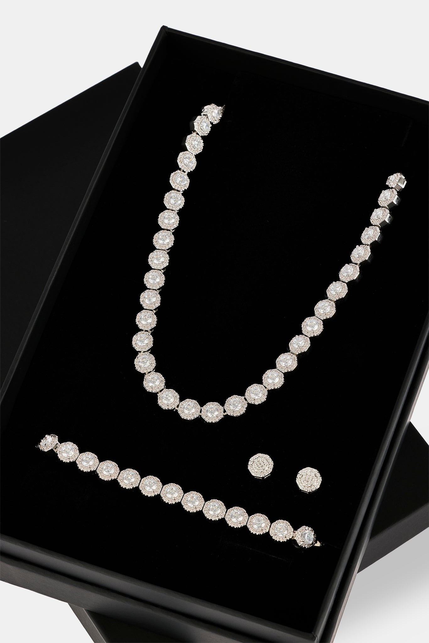 Iced Shape Cluster Tennis Chain, Bracelet & Stud - 6mm