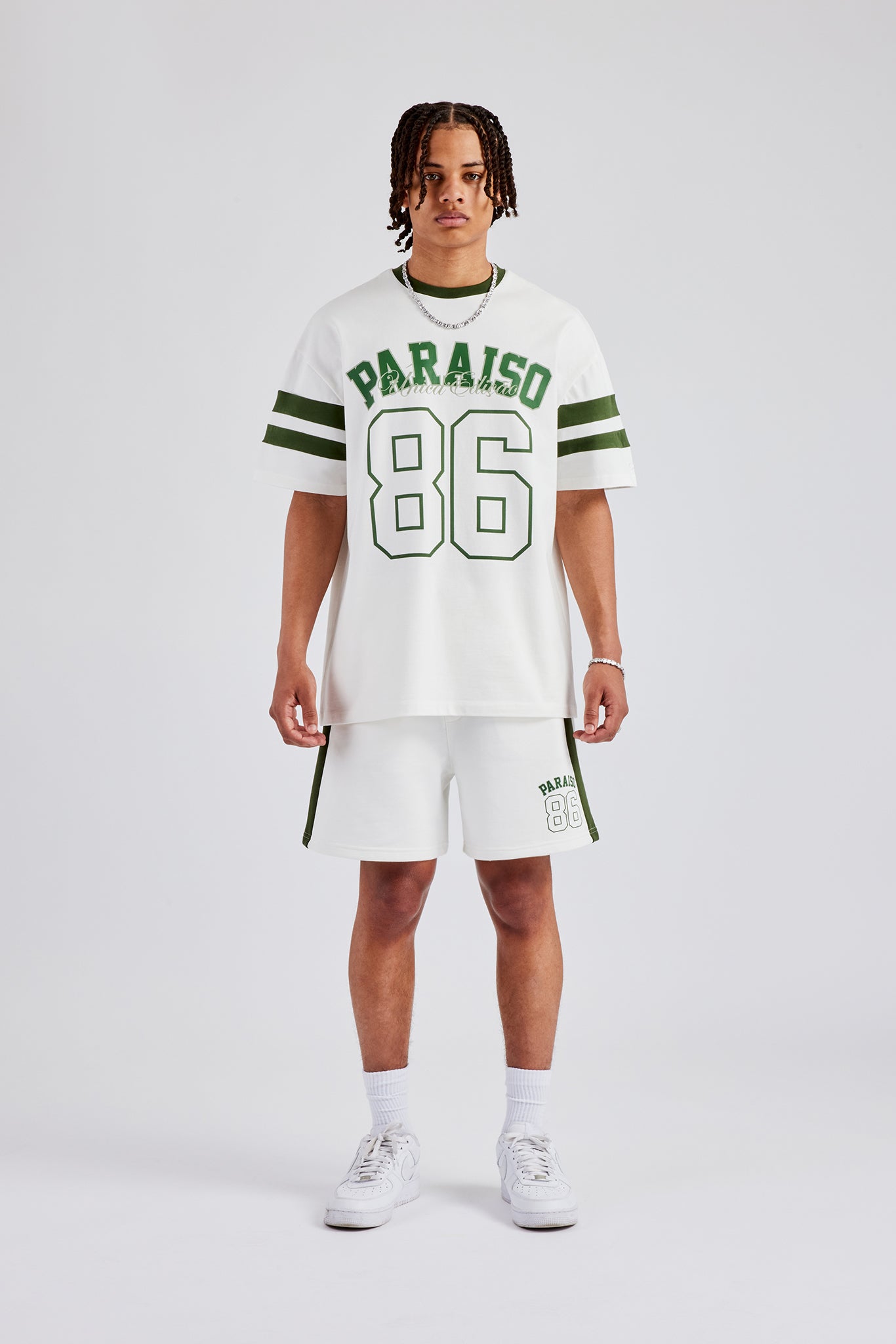 86 Varsity Skater T-Shirt & Shorts Set - Off White