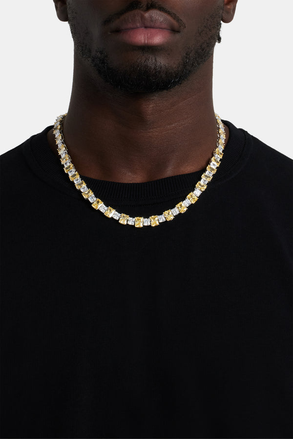 10mm Clear & Yellow Square Tennis Chain