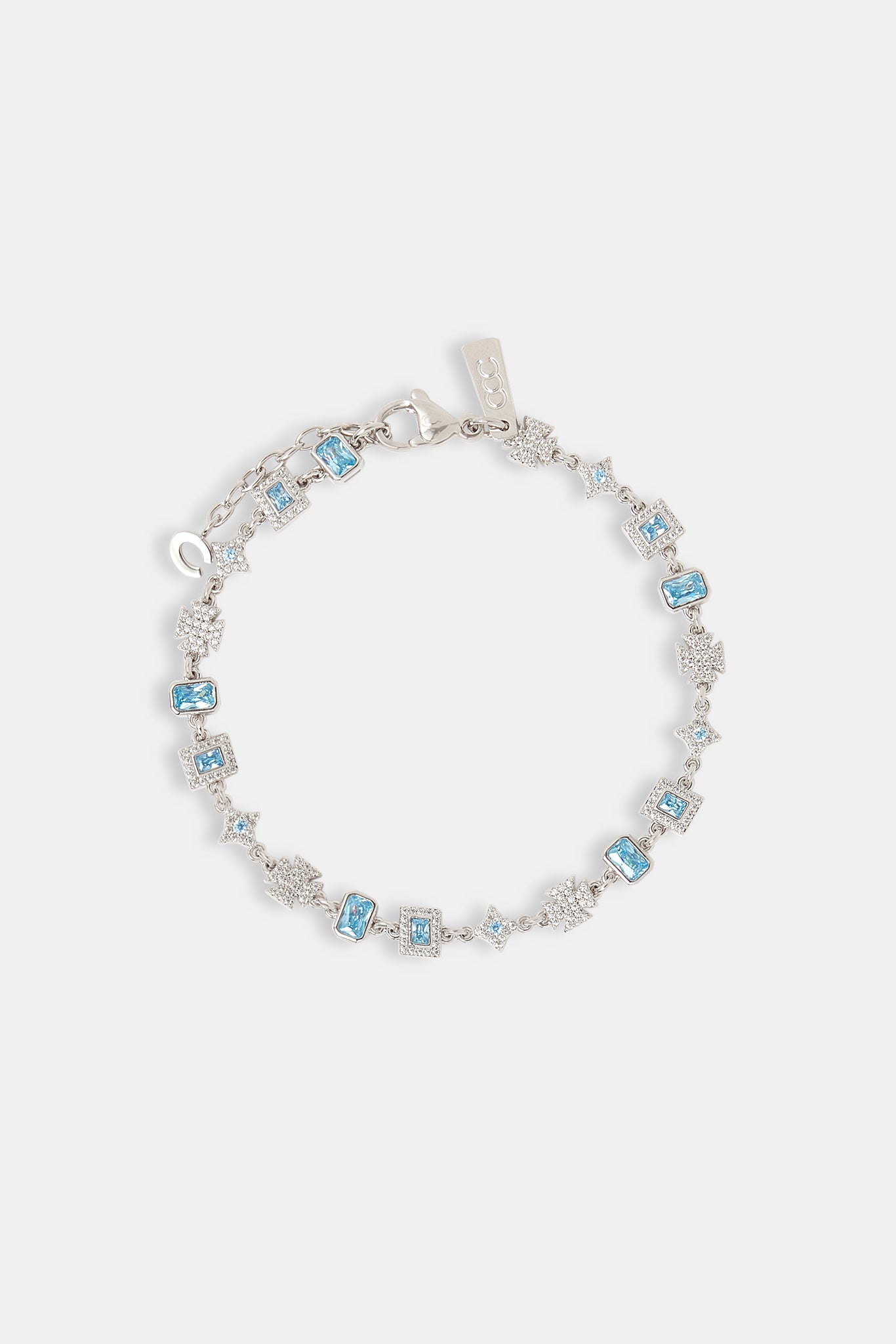 Armband mit eisblauem Edelstein und Motiv – 6 mm