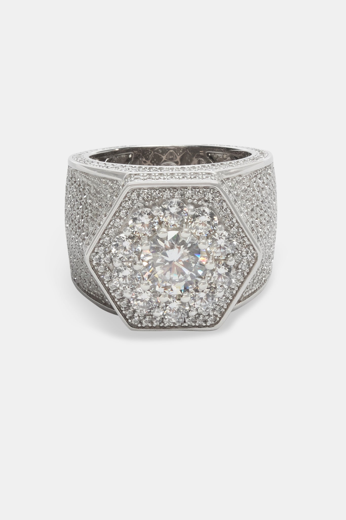 Iced Hexagon Signet Ring | Mens Rings | Shop Signet Rings at