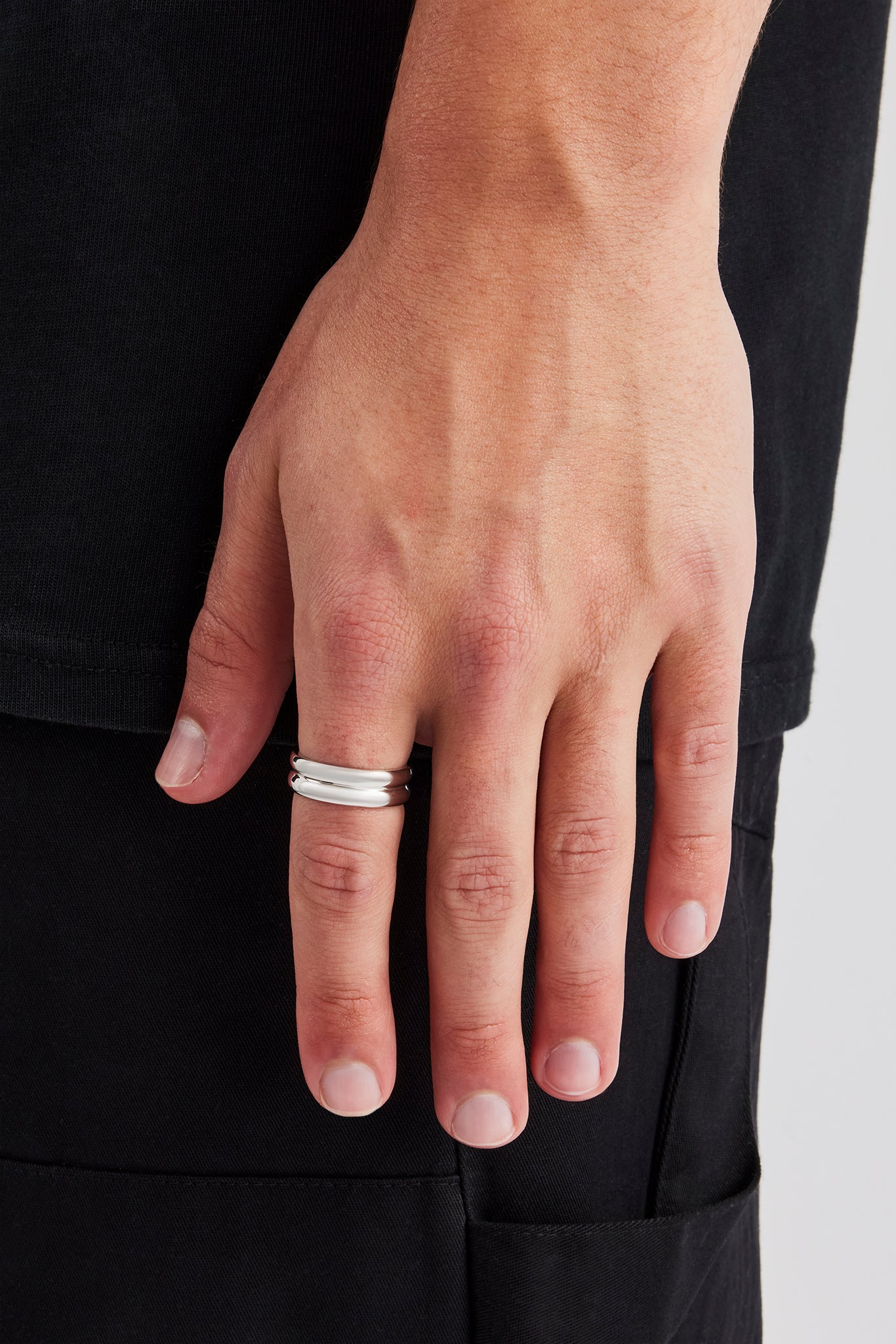 Polierter zweireihiger Ring – 8 mm