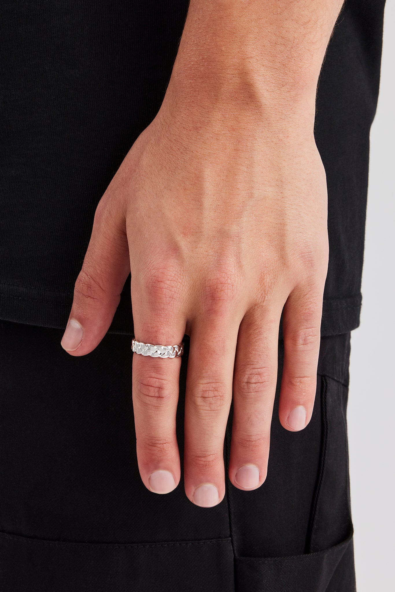 Polierter gewebter Ring – 6 mm – Weiß
