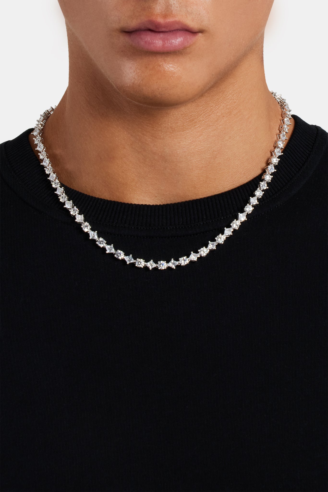 Round & Diamond Cluster Tennis Chain - 6mm | Mens Chains