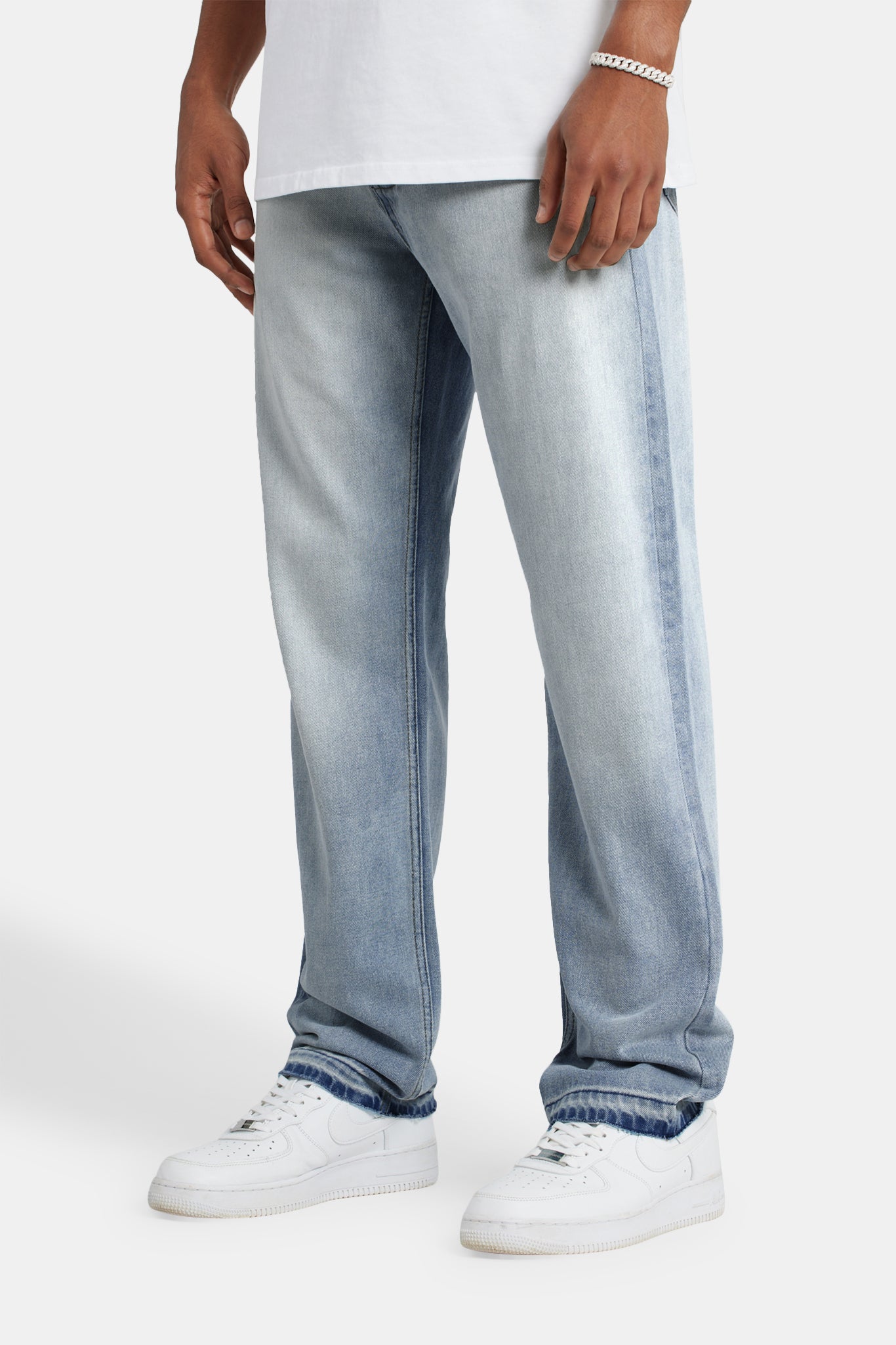 Relaxed Jeans With Distressed Detail - BLEACH WASH | Mens Denim