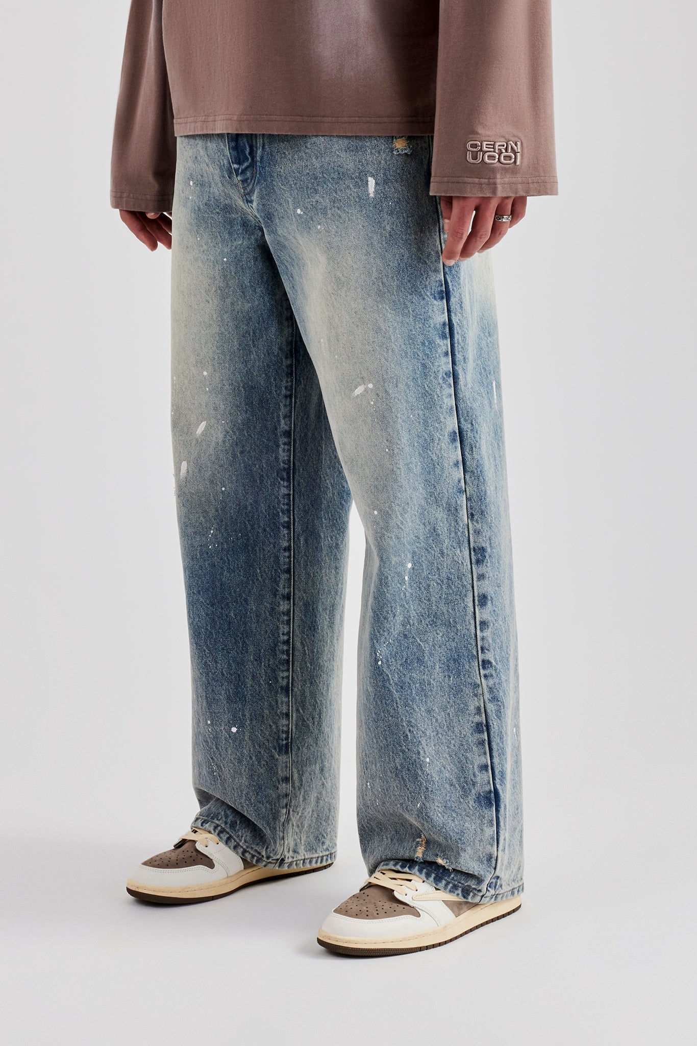Distressed Paint Splatter Baggy Denim Jean - Antique Wash | Mens