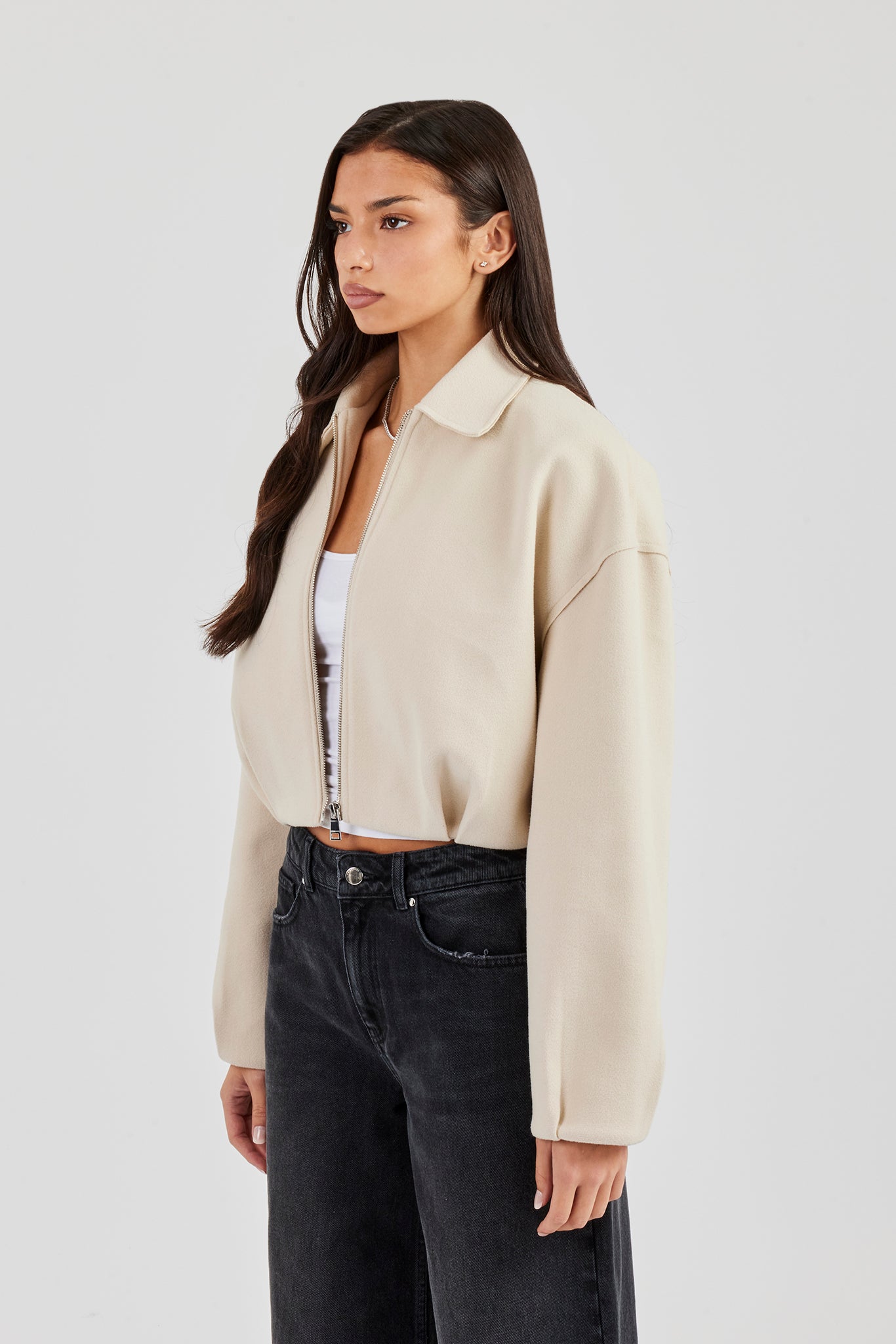 Harrington-Jacke aus Wolle - Off White