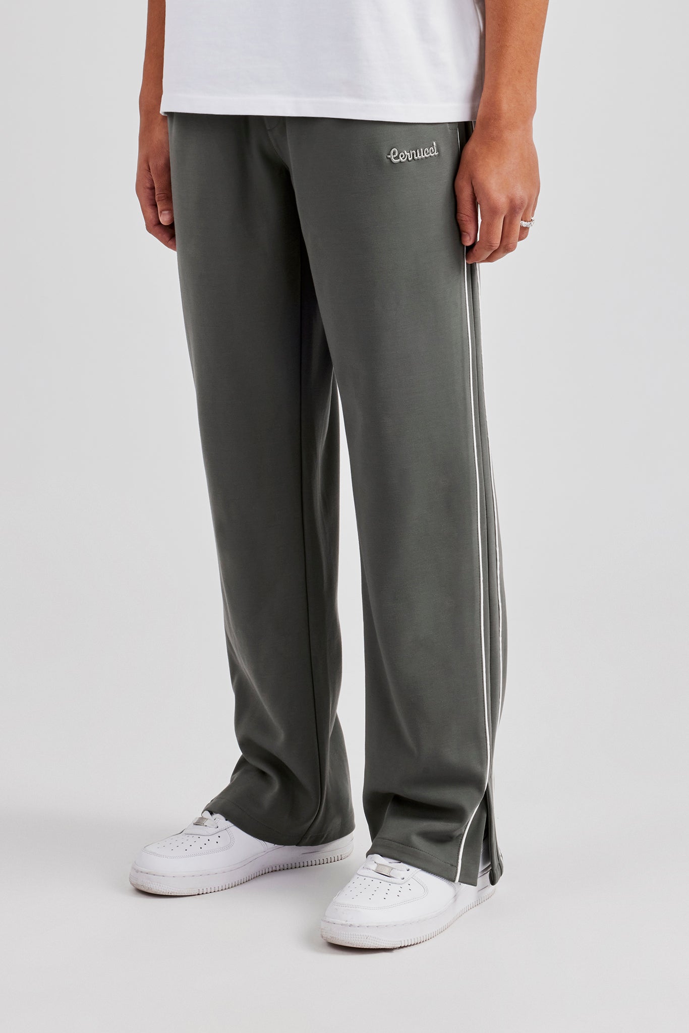 Piping Split Hem Trouser - Grey | Mens Bottoms | Shop Trousers at
