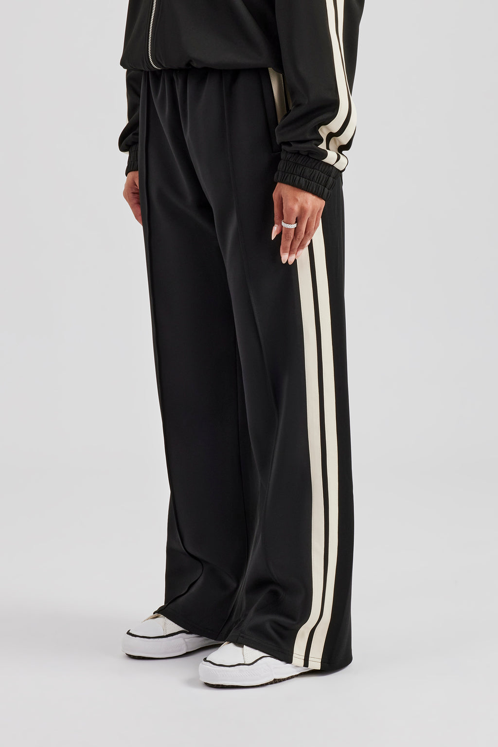 Taping Wide Leg Track Pant Black Womens Bottoms Shop