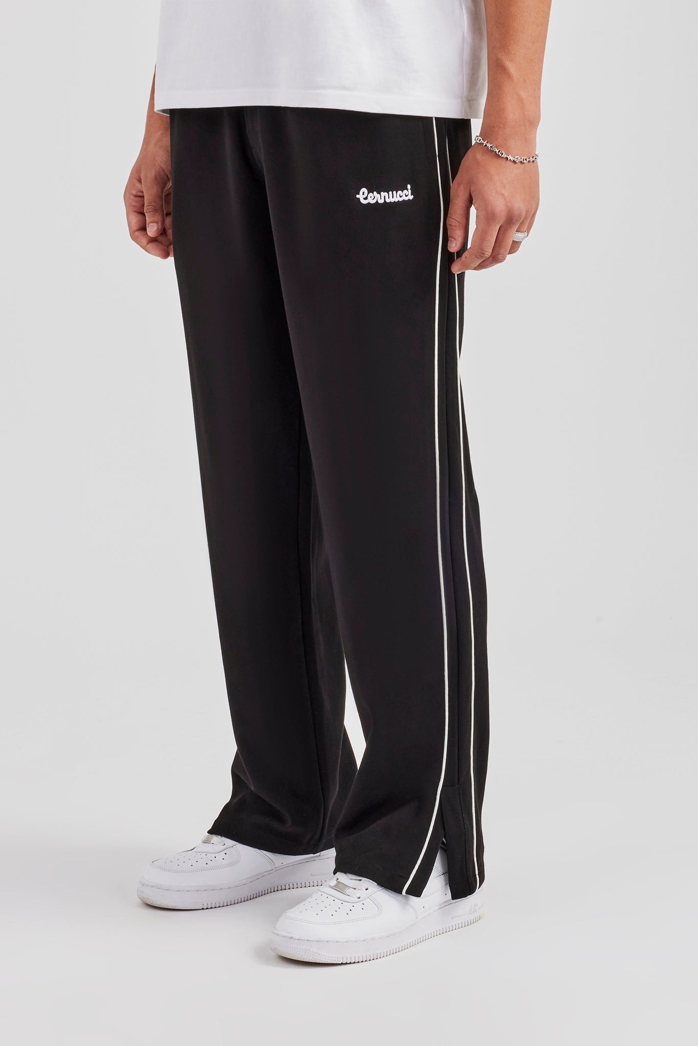 Piping Split Hem Trouser - Black | Mens Bottoms | Shop