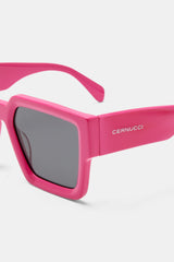 Oversized Thick Frame Acetate Sunglasses - Hot Pink