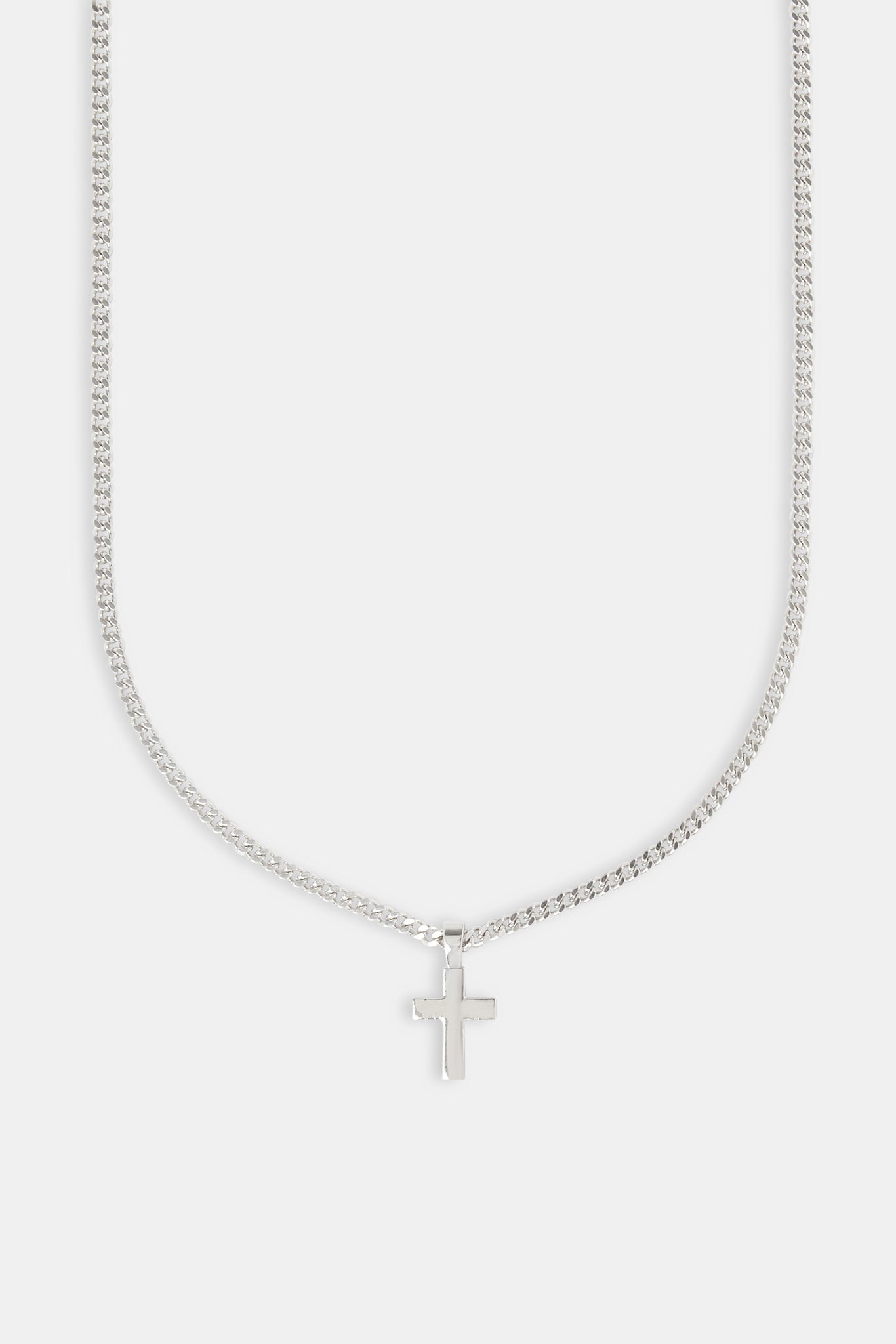 Polierte kubanische Kette mit Tropfenkreuz – 3 mm