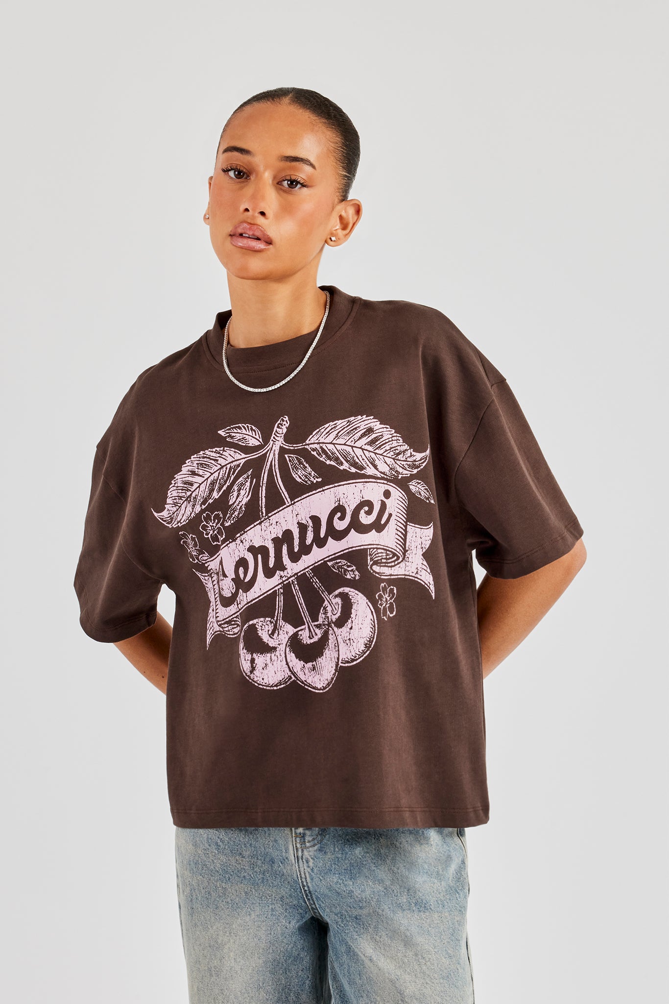 Cernucci Cherry Oversized T-Shirt - Chocolate | Womens Tees