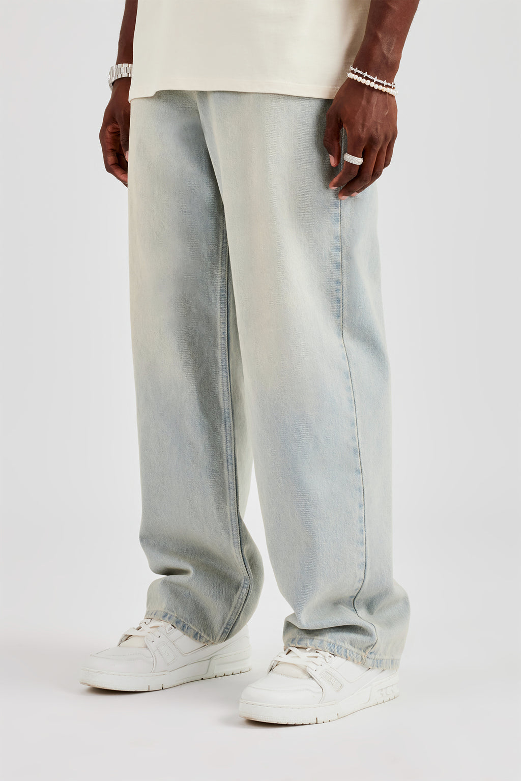 Baggy Fit Jeans Bleach Wash Mens Denim Shop Denim Jeans at