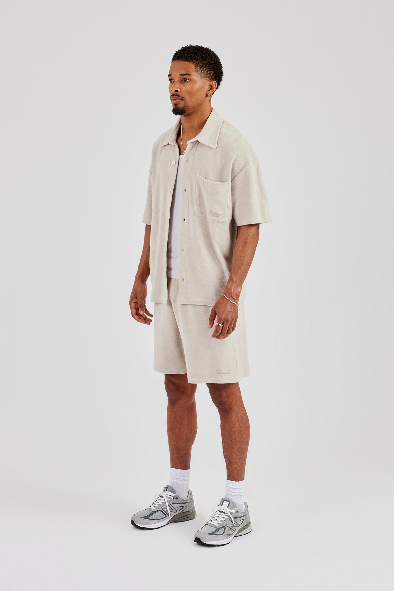 Terry Towelling Boxy Shirt & Short - Beige
