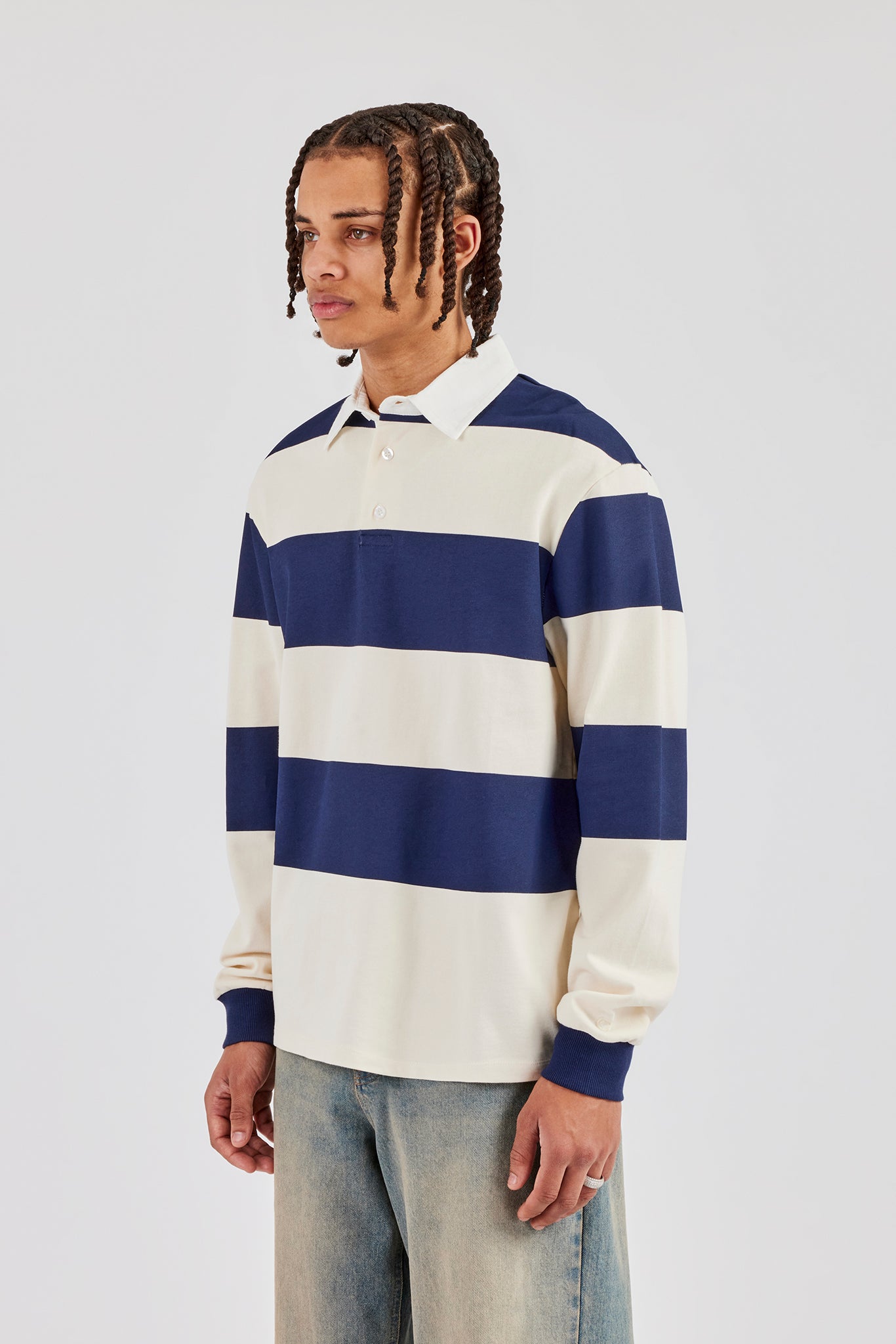 Gestreiftes Rugby-Poloshirt – Marineblau