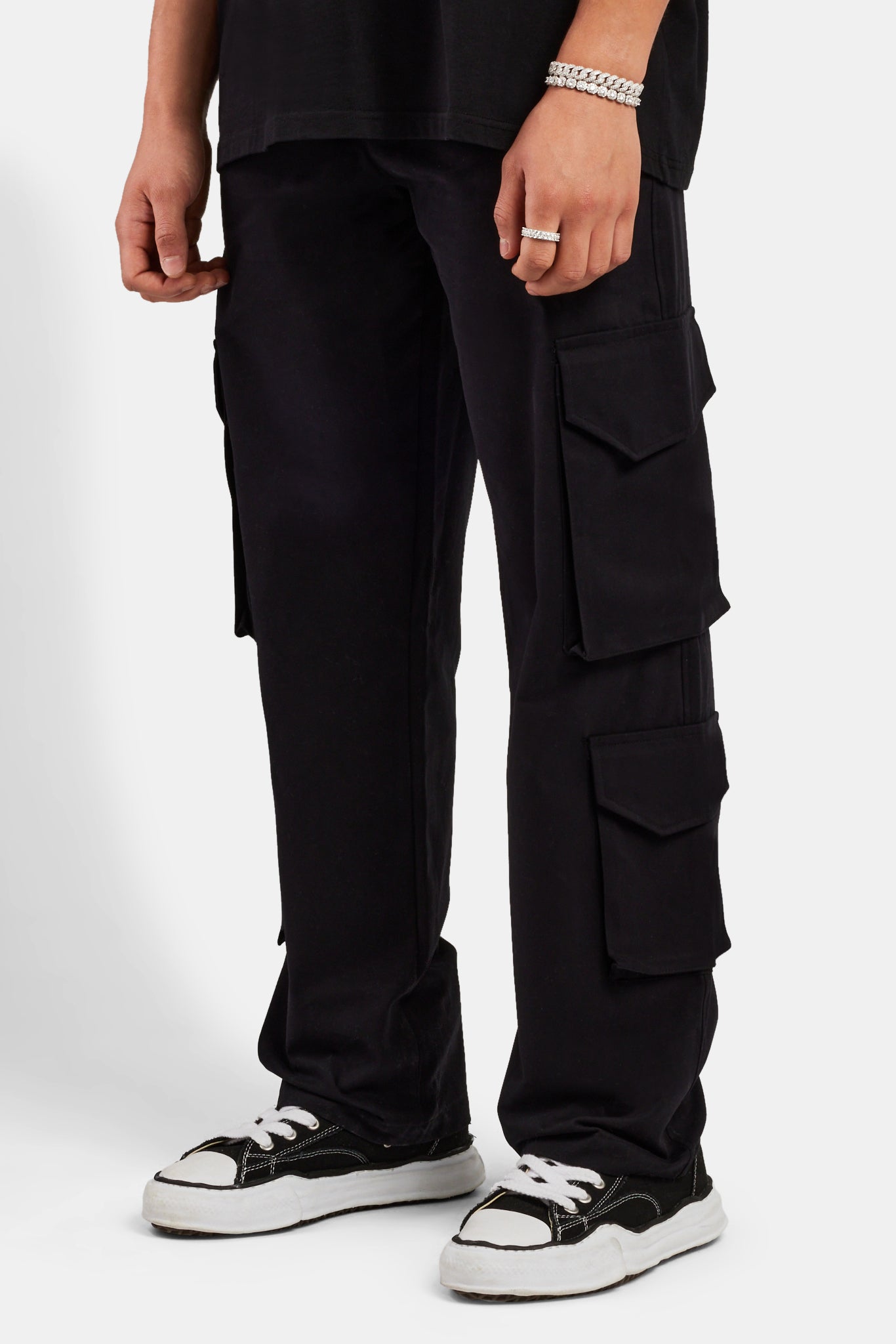 Relaxed-Cargohose mit mehreren Taschen - Schwarz