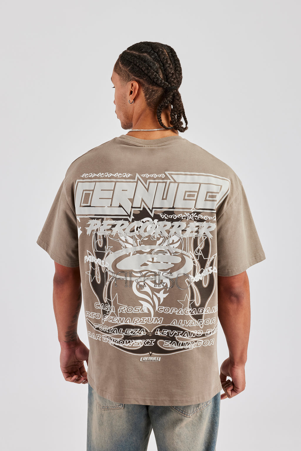 Percorrer Graphic Oversized T-Shirt Taupe Herren T-Shirts &