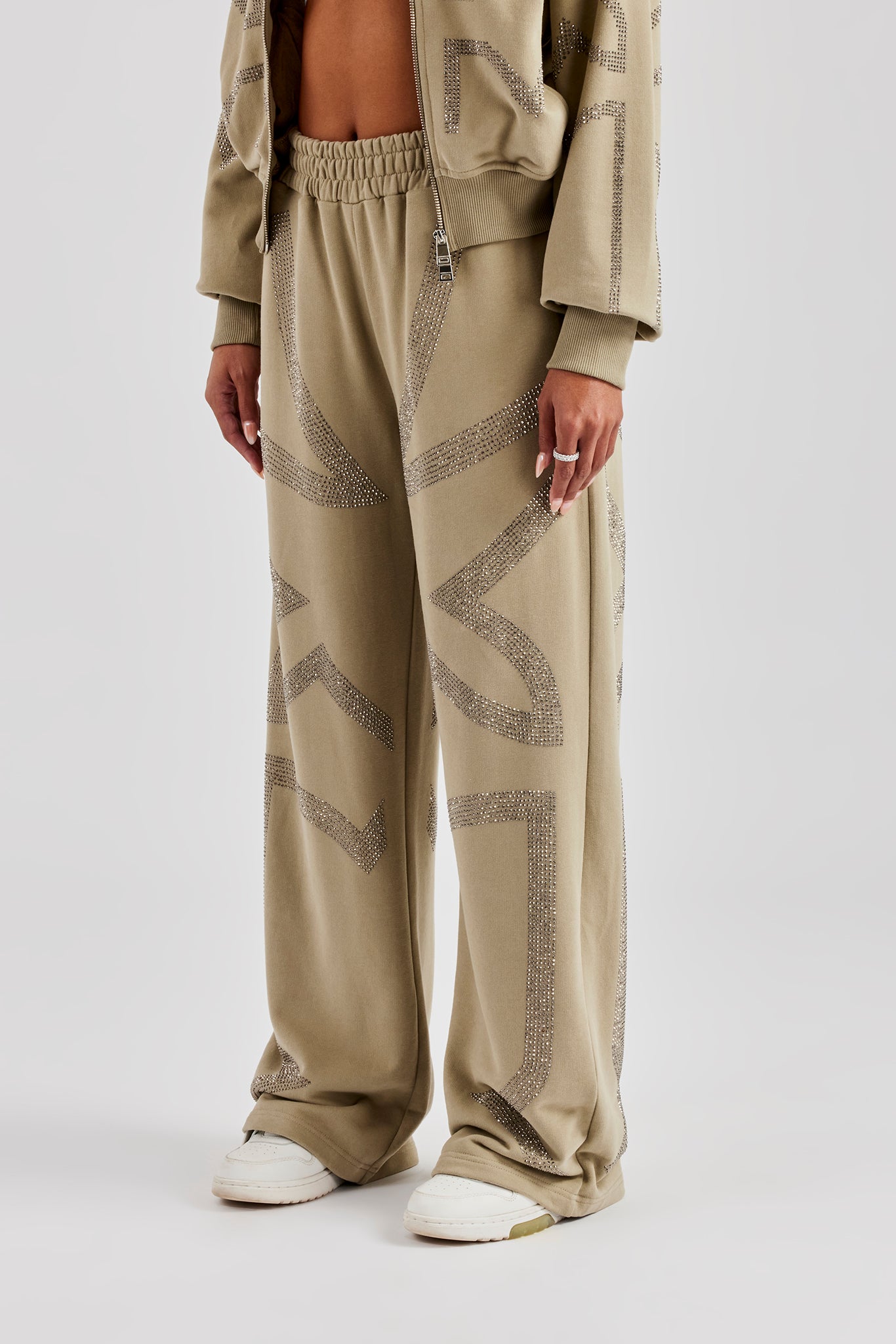 下/CROSS RHINESTONE JOGGERS Sサイズumww UNKNOWN - Black / White