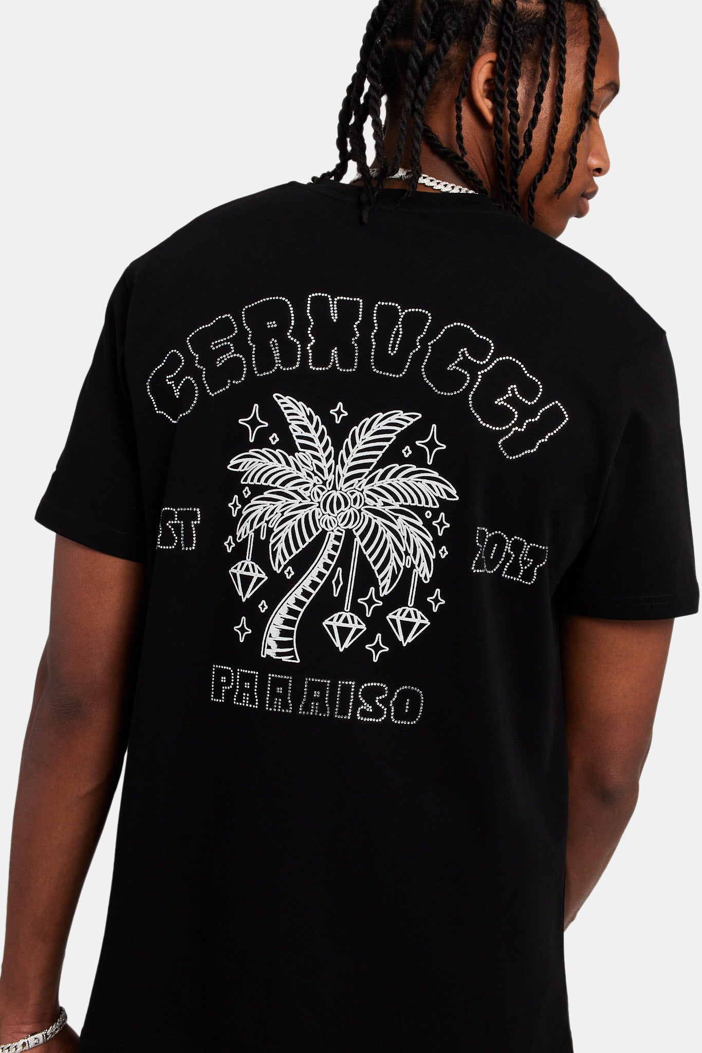 Diamond Palm Outline Oversized TShirt Black Mens Tees & Vests