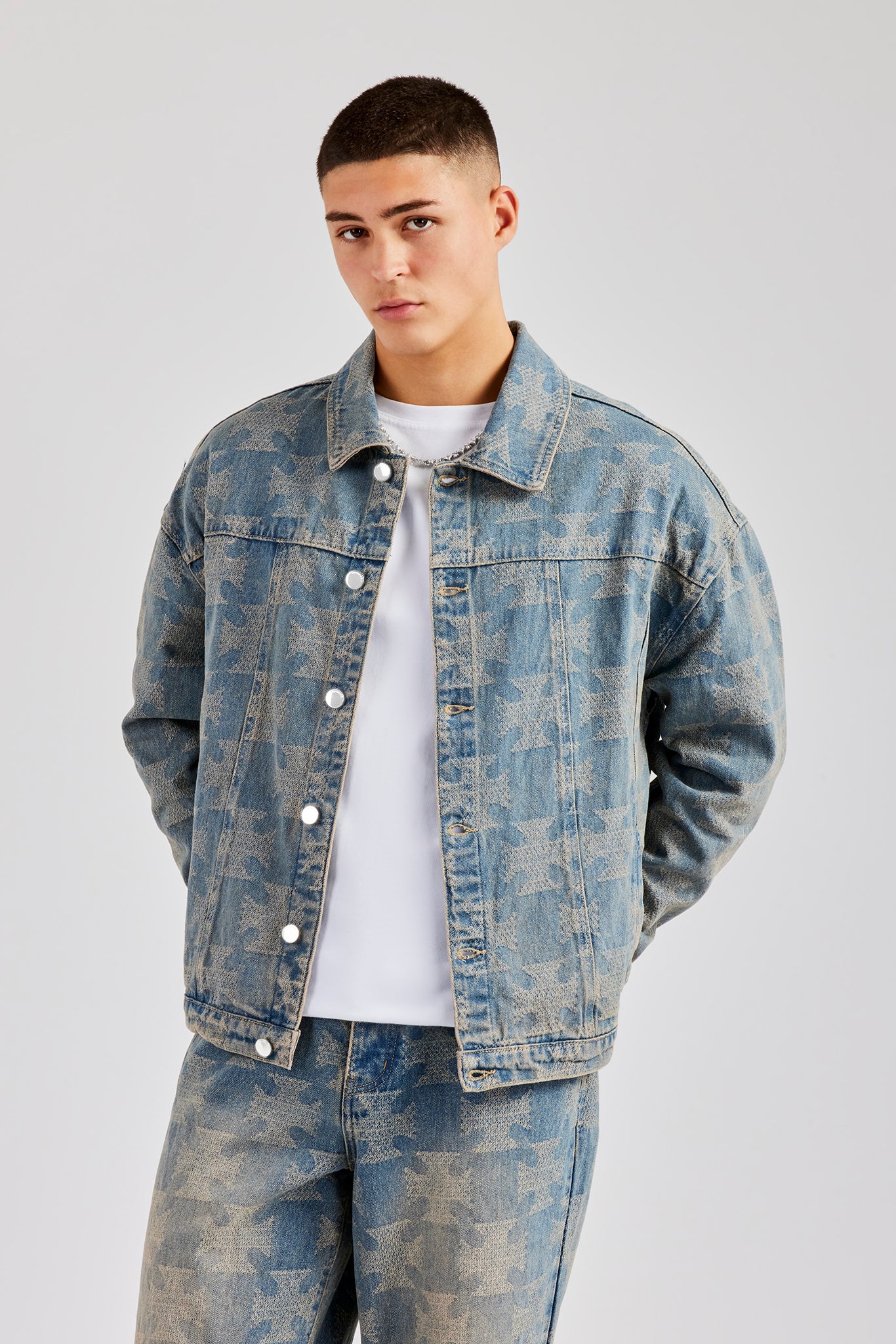 Etched Oversized Denim Jacket - Antique Wash | Mens Denim | Shop