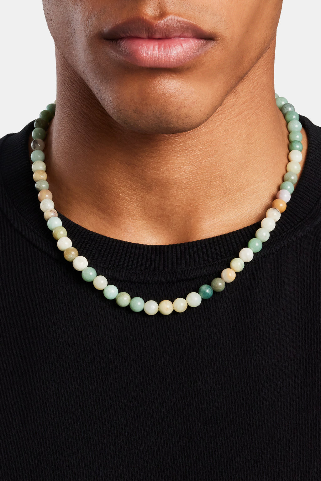 Amazonite Bead Necklace - White | Mens Necklaces | Shop Bead Necklaces