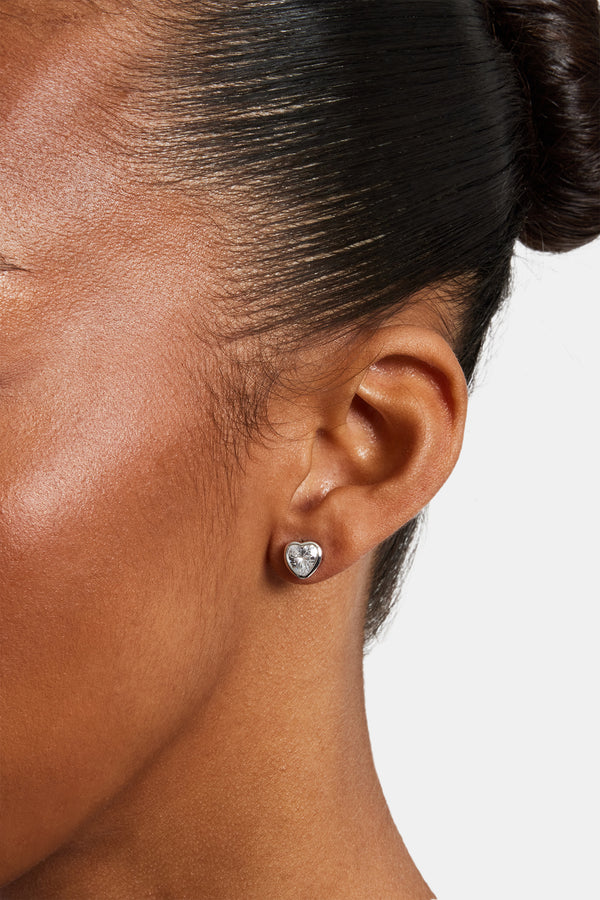 Clear Heart Gemstones Stud Earrings - 5mm
