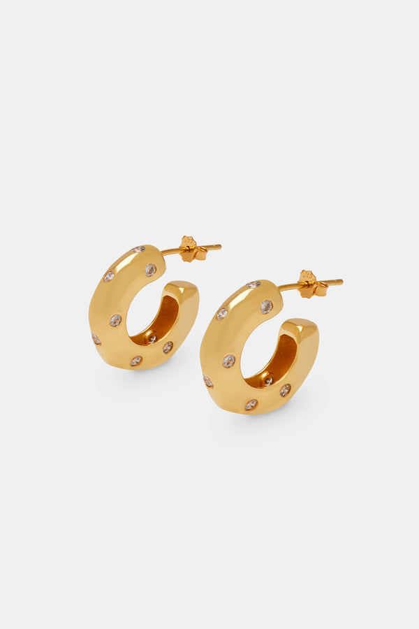 Gemstone Hoop Earrings - Gold