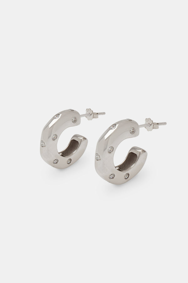 Gemstone Hoop Earrings - White