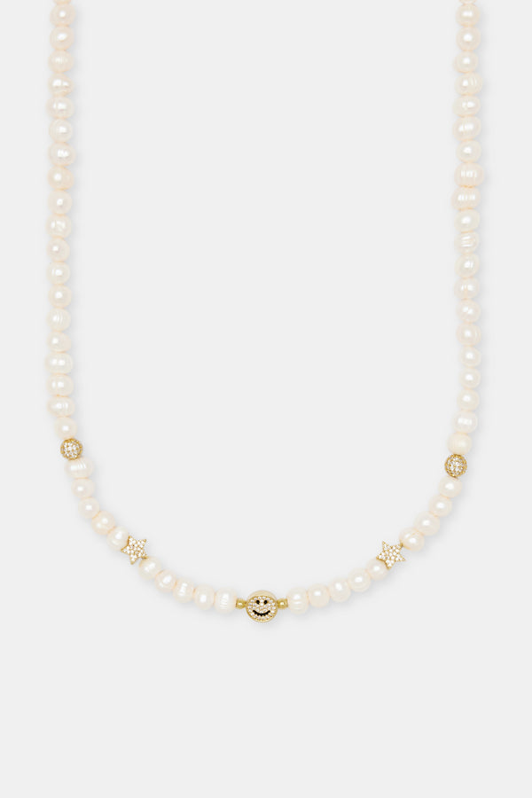Iced Motif Freshwater Pearl Necklace