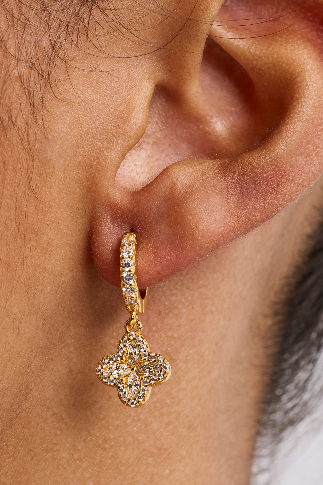 Iced Mother Of Pearl Drop Earrings - 10mm - Gold | Womens Earrings