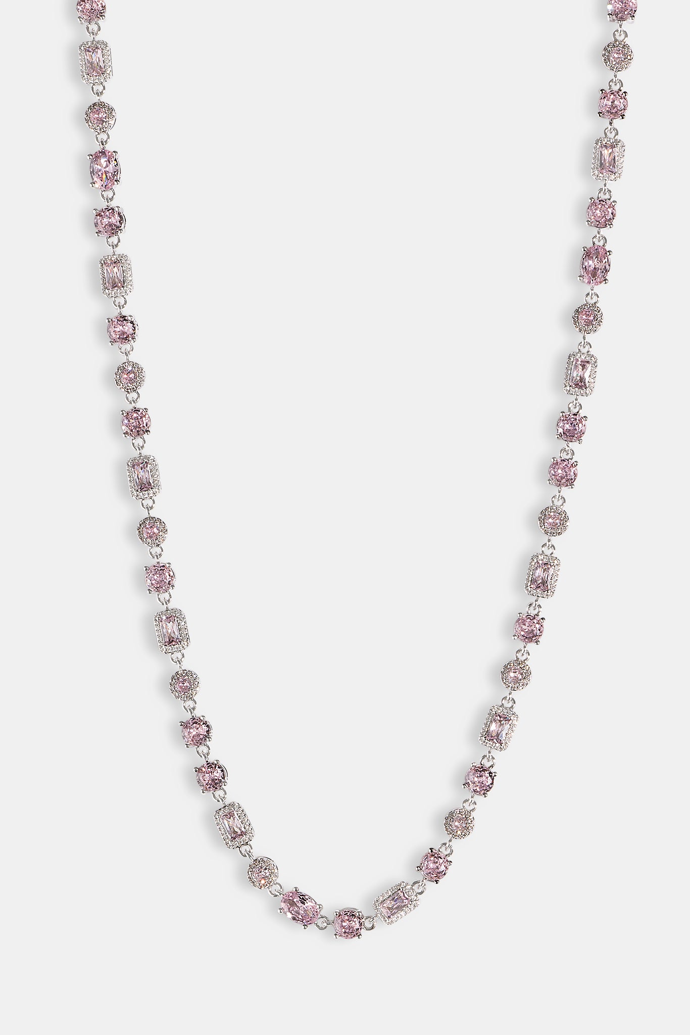 Iced Pink Mixed Shape Chain - 5mm - White
