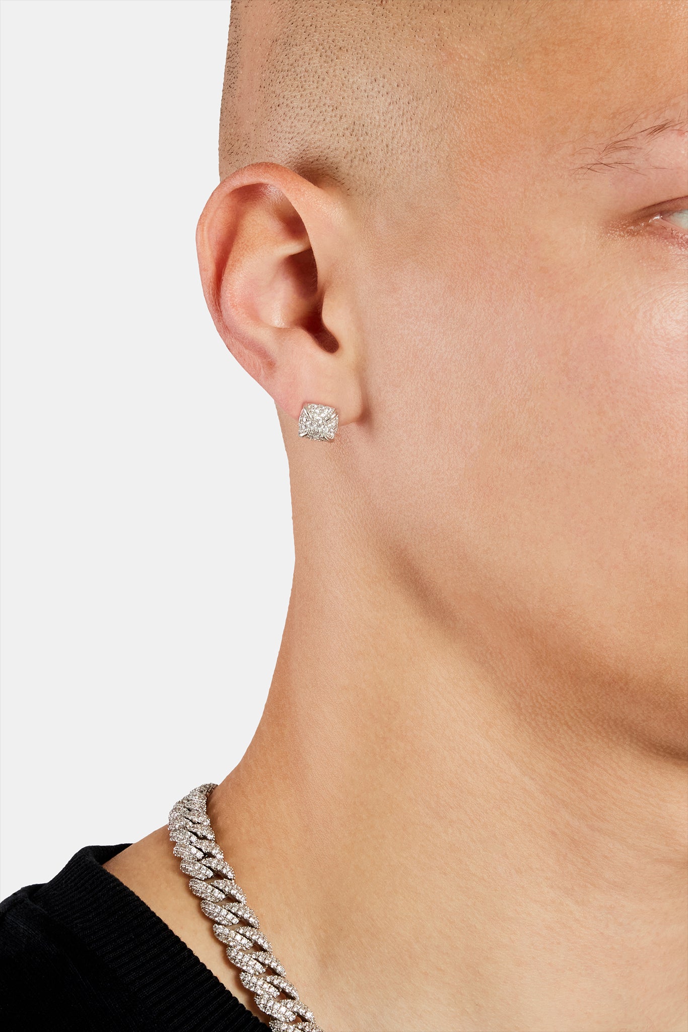 Sterling Silber Iced CZ Pave Cluster Ohrstecker