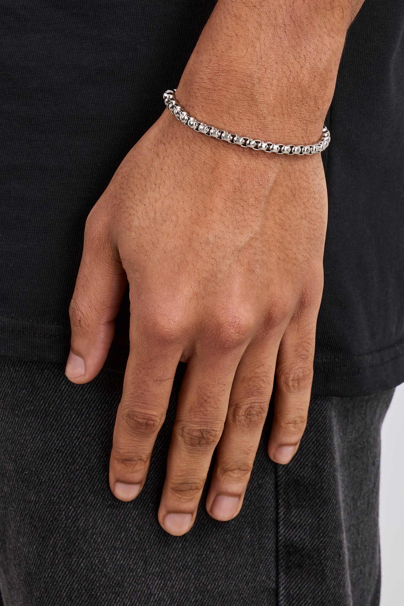 Poliertes Kastenarmband – 5 mm – Weiß