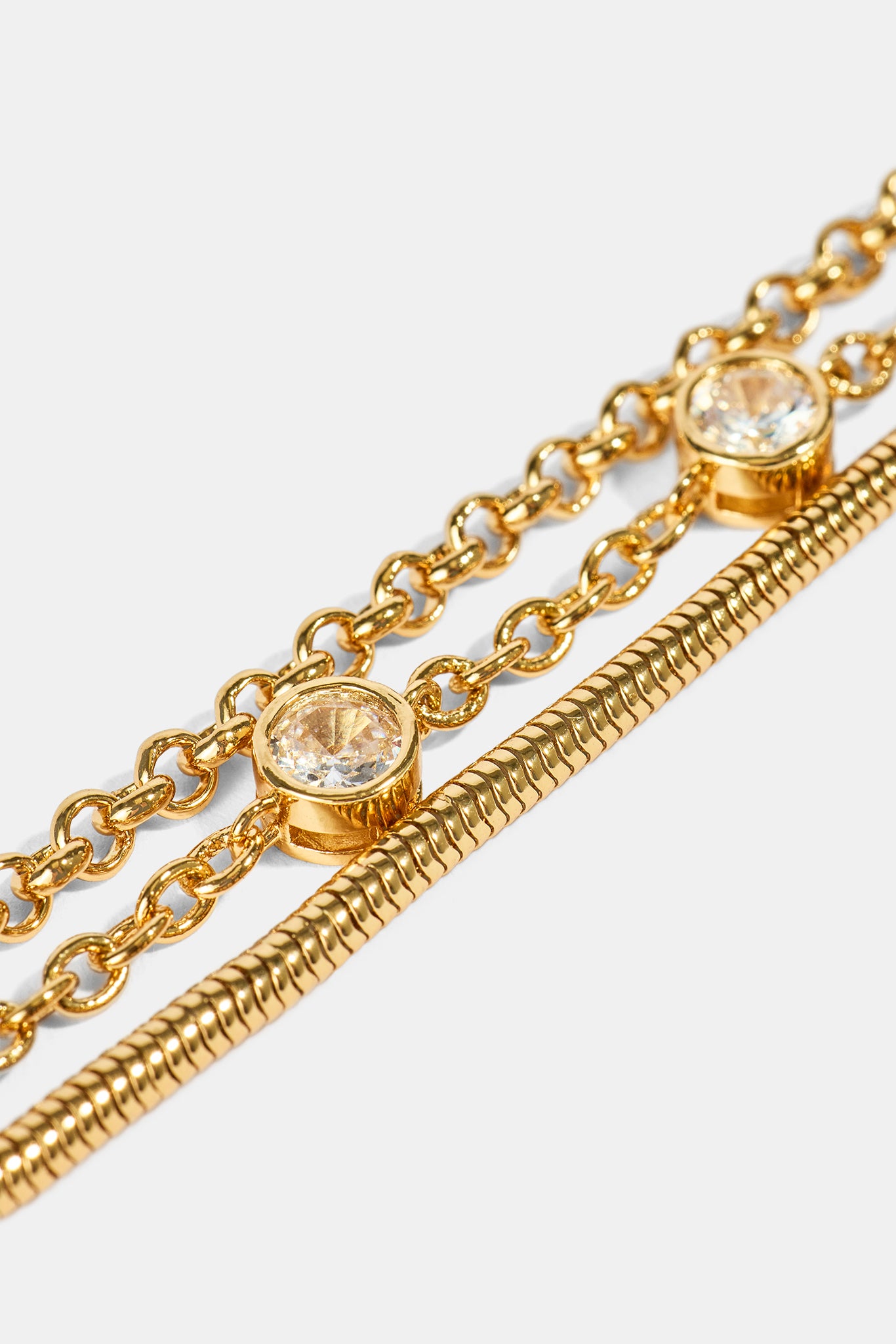 Triple Layer Rolo Bracelet - 3mm - Gold