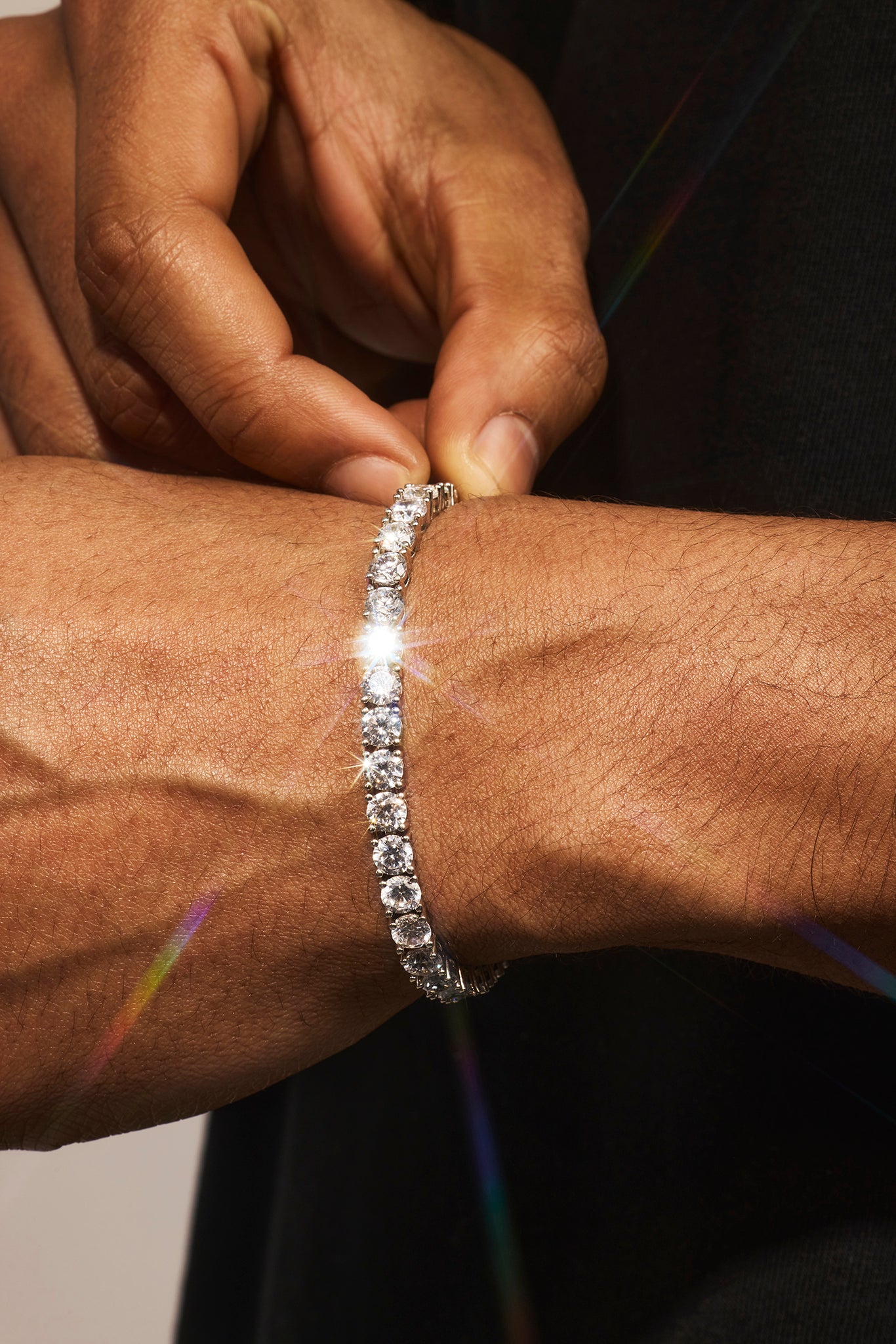 5 mm Iced Tennisarmband - Weiß